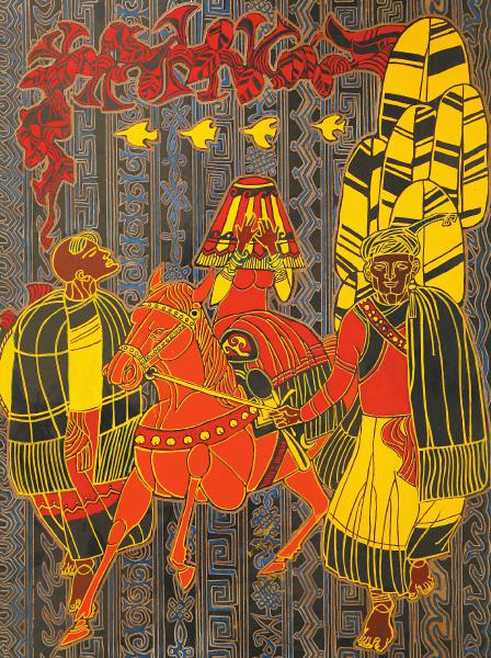 年过六旬的彝族画家卢德福,彝名阿古扎摩,40多年来致力于彝族绘画创作