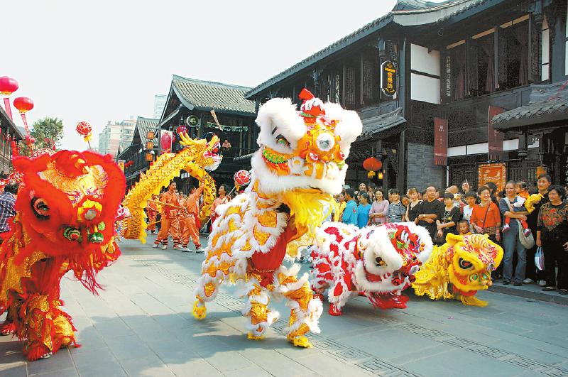 成都舞狮闹新春.