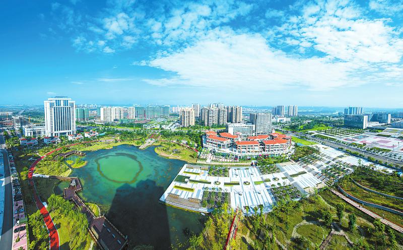 鸟瞰资阳沱东水体公园. 王勇 摄